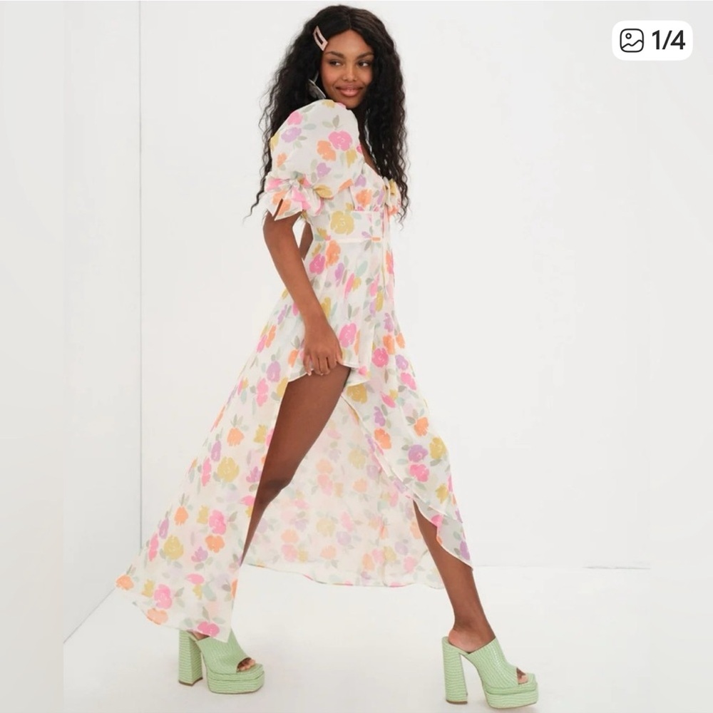 🔆 For Love & Lemons Floral Petal Midi Dress - Size Small
